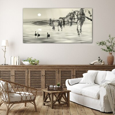 Foto op glas Stilte aan het water