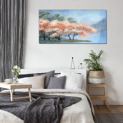 Glas foto Lentebomen in pastelkleuren