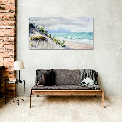 Foto op glas Strandlandschap met duinen