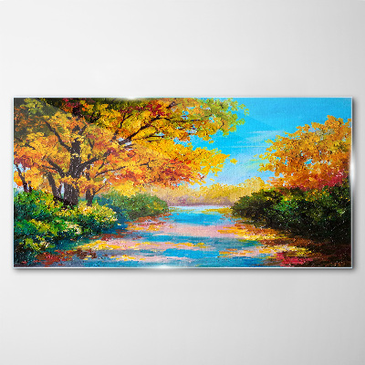 Glas foto Gouden herfst aan de rivier