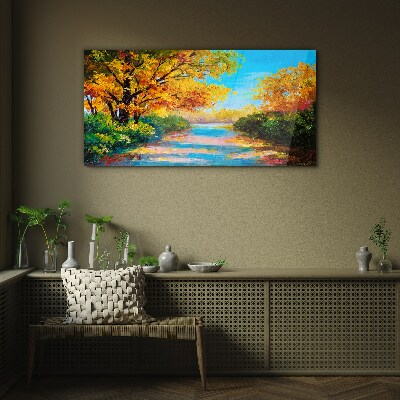 Glas foto Gouden herfst aan de rivier