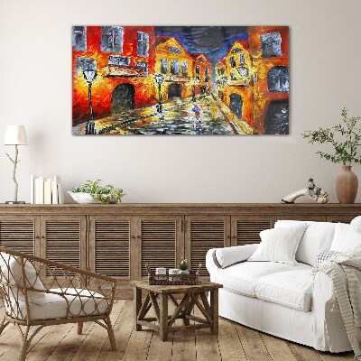 Glas foto Nachtstraat in kleuren