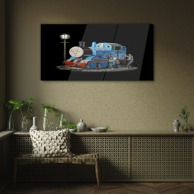 Schilderij op glas Thomas en zijn vrienden 's nachts