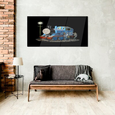 Schilderij op glas Thomas en zijn vrienden 's nachts