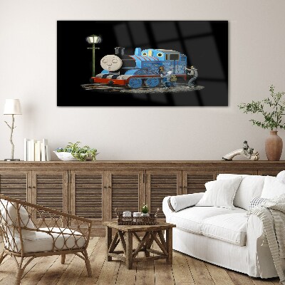 Schilderij op glas Thomas en zijn vrienden 's nachts