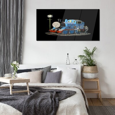 Schilderij op glas Thomas en zijn vrienden 's nachts