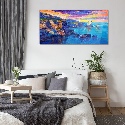 Schilderij op glas Een schilderachtige zonsondergang over de kust