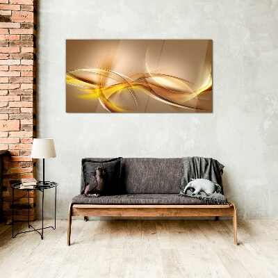 Glas foto Gouden golven van abstractie