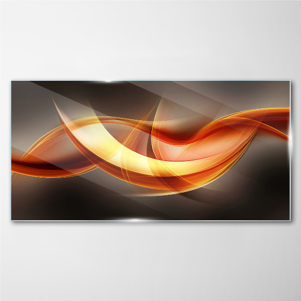 Glas foto Dynamische golven van warme kleuren