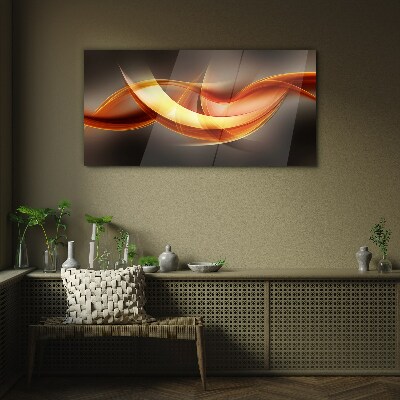 Glas foto Dynamische golven van warme kleuren