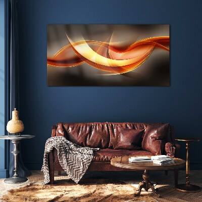 Glas foto Dynamische golven van warme kleuren