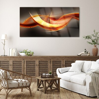 Glas foto Dynamische golven van warme kleuren