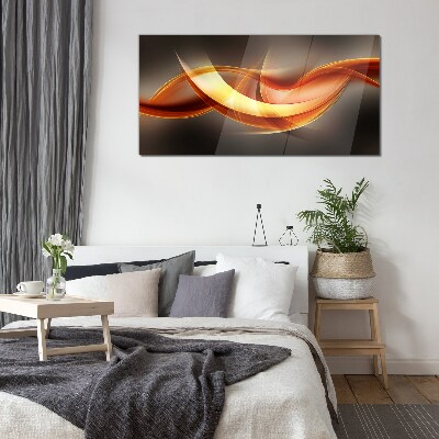 Glas foto Dynamische golven van warme kleuren
