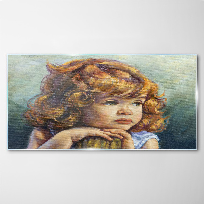 Schilderij op glas Een nadenkend meisje met rood haar