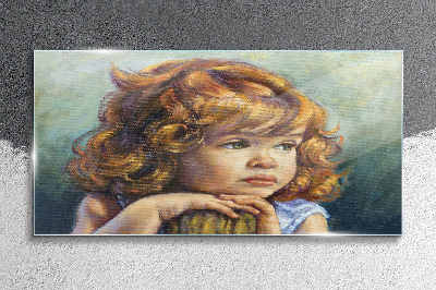Schilderij op glas Een nadenkend meisje met rood haar