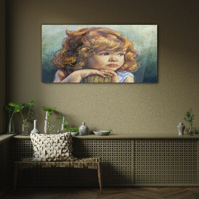 Schilderij op glas Een nadenkend meisje met rood haar