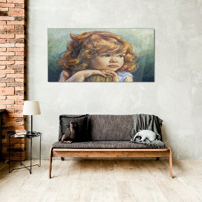 Schilderij op glas Een nadenkend meisje met rood haar