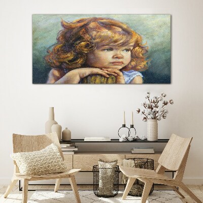 Schilderij op glas Een nadenkend meisje met rood haar