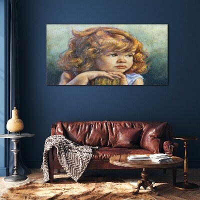 Schilderij op glas Een nadenkend meisje met rood haar