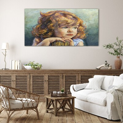 Schilderij op glas Een nadenkend meisje met rood haar