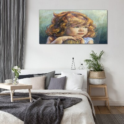 Schilderij op glas Een nadenkend meisje met rood haar