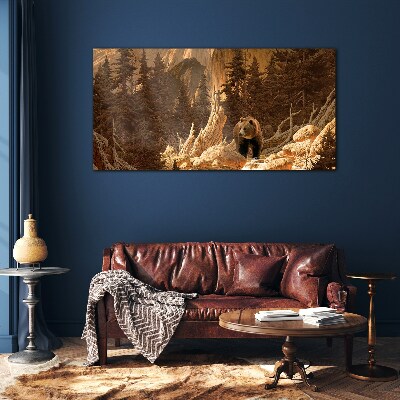 Glas foto Grizzly in een berglandschap