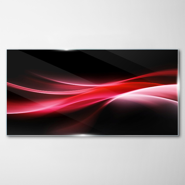 Glas foto Dynamische golven van rood en zwart