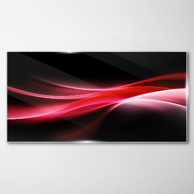 Glas foto Dynamische golven van rood en zwart