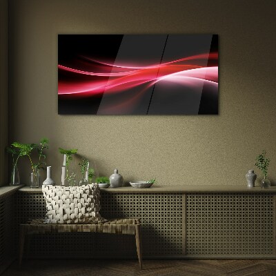 Glas foto Dynamische golven van rood en zwart
