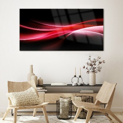 Glas foto Dynamische golven van rood en zwart