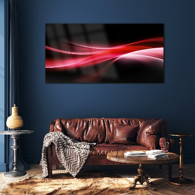 Glas foto Dynamische golven van rood en zwart