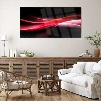 Glas foto Dynamische golven van rood en zwart
