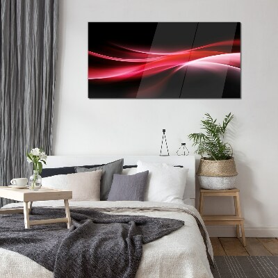 Glas foto Dynamische golven van rood en zwart