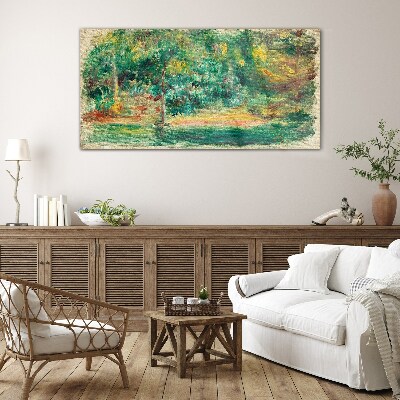 Foto op glas Groen landschap in het zomerlicht