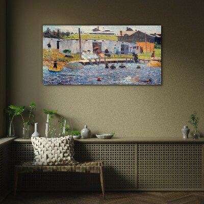 Foto op glas Een zomerdag aan het meer