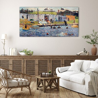 Foto op glas Een zomerdag aan het meer