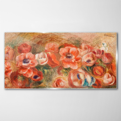 Schilderij op glas Een bloemenlandschap in roze tinten