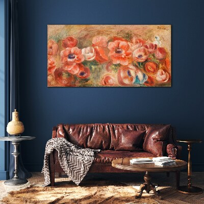 Schilderij op glas Een bloemenlandschap in roze tinten