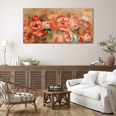 Schilderij op glas Een bloemenlandschap in roze tinten