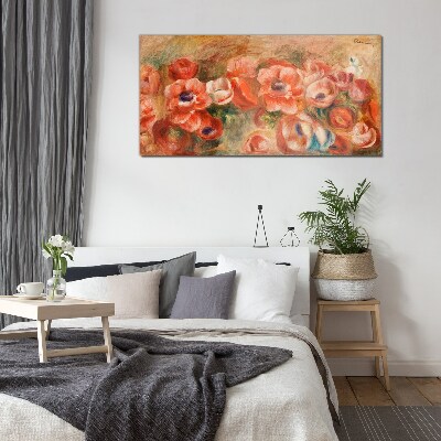 Schilderij op glas Een bloemenlandschap in roze tinten