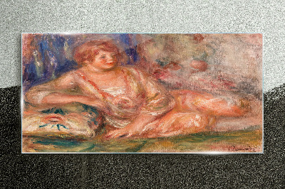 Schilderij op glas Een rustig moment met bloemen op de achtergrond