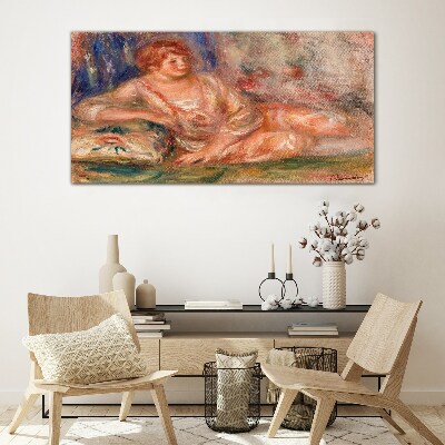 Schilderij op glas Een rustig moment met bloemen op de achtergrond