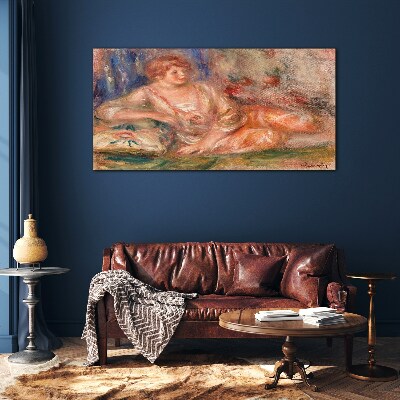 Schilderij op glas Een rustig moment met bloemen op de achtergrond