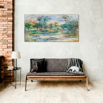 Schilderij op glas Zomerlandschappen in pastelkleuren