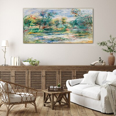 Schilderij op glas Zomerlandschappen in pastelkleuren