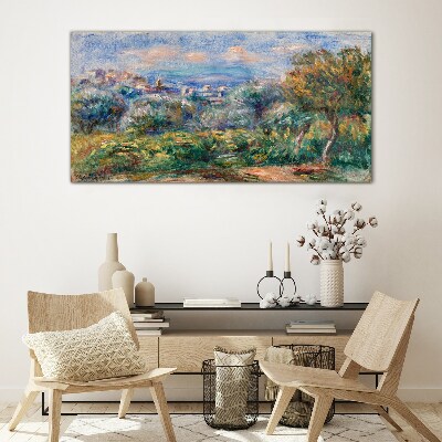 Foto op glas Landschap met olijven