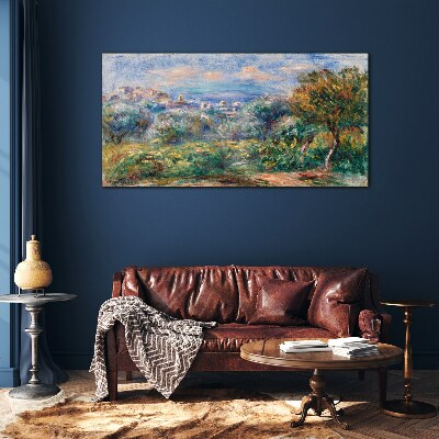 Foto op glas Landschap met olijven