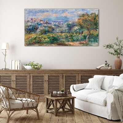 Foto op glas Landschap met olijven