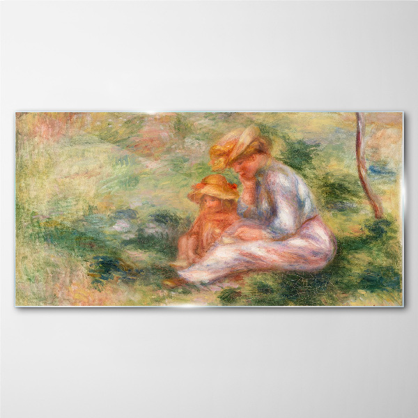 Schilderij op glas Moeder en dochter in de zomerzon