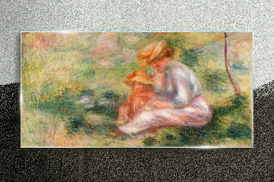 Schilderij op glas Moeder en dochter in de zomerzon